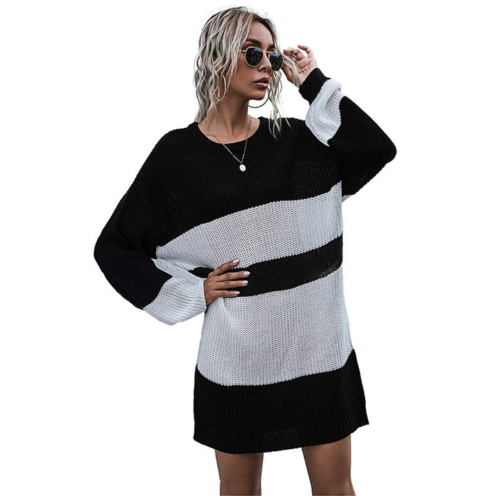 Robe pull oversize pour femme avec un motif à rayures en bloc tendance Chic & Stil