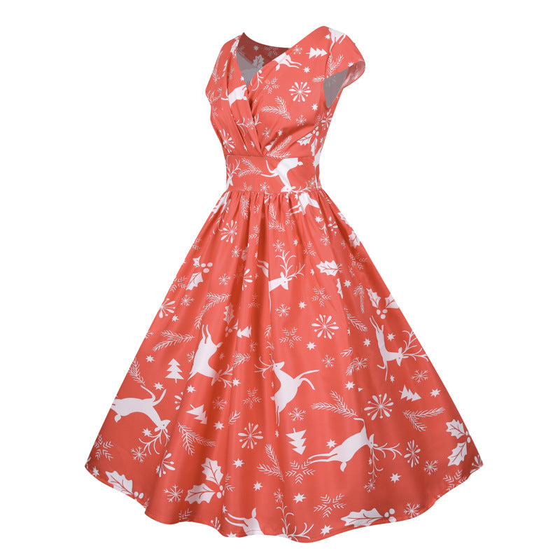 Robe A-Ligne Vintage Femmes avec Motif de Noël Chic & Stil