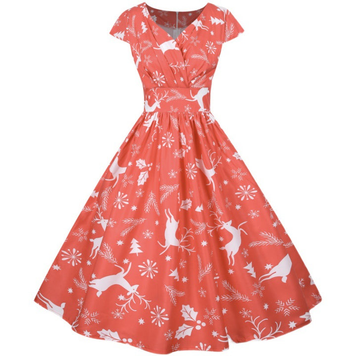 Robe A-Ligne Vintage Femmes avec Motif de Noël Chic & Stil