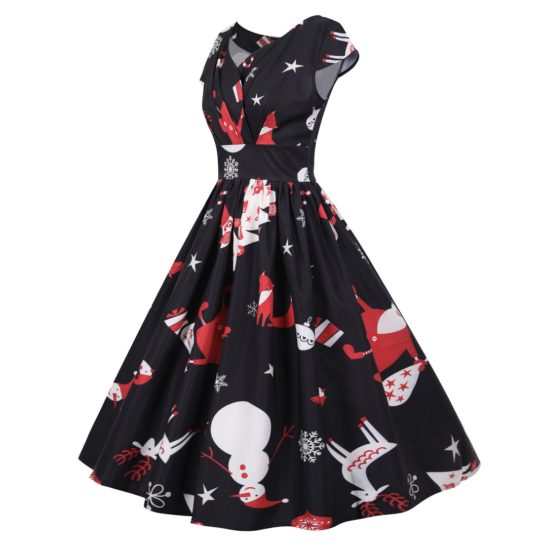 Robe swing pour femmes avec motif festif et jupe évasée Chic & Stil