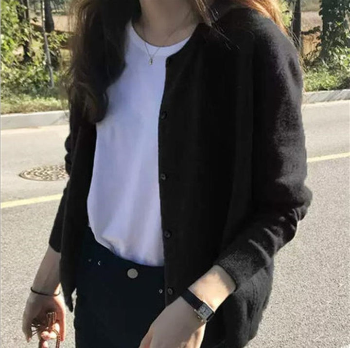 Ladies cardigan with fine texture and elegant button details Lune London
