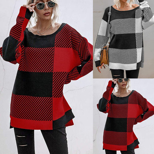 Casual oversized pullover for women with modern block stripes Lune London