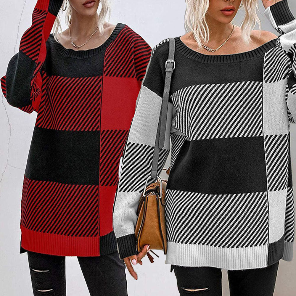 Casual oversized pullover for women with modern block stripes Lune London