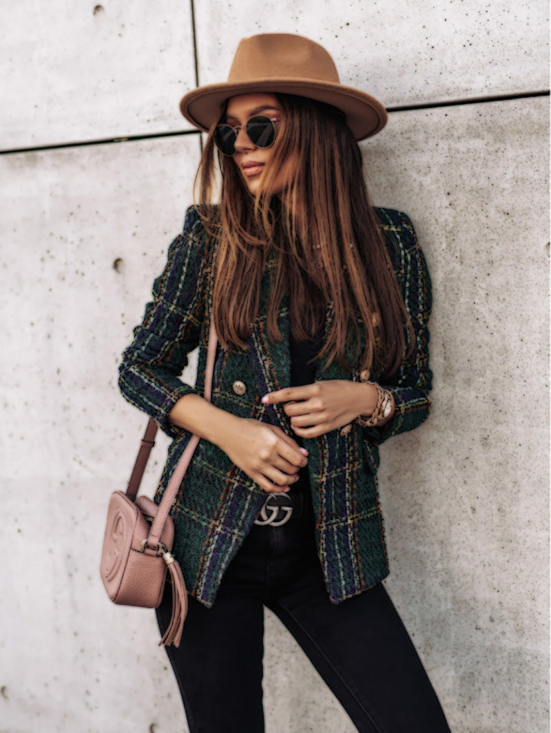 Elegant checked blazer jacket for women Lune London