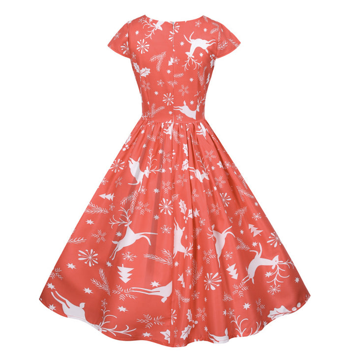 Robe A-Ligne Vintage Femmes avec Motif de Noël Chic & Stil