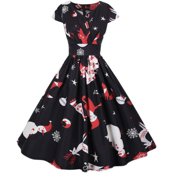 Robe swing pour femmes avec motif festif et jupe évasée Chic & Stil