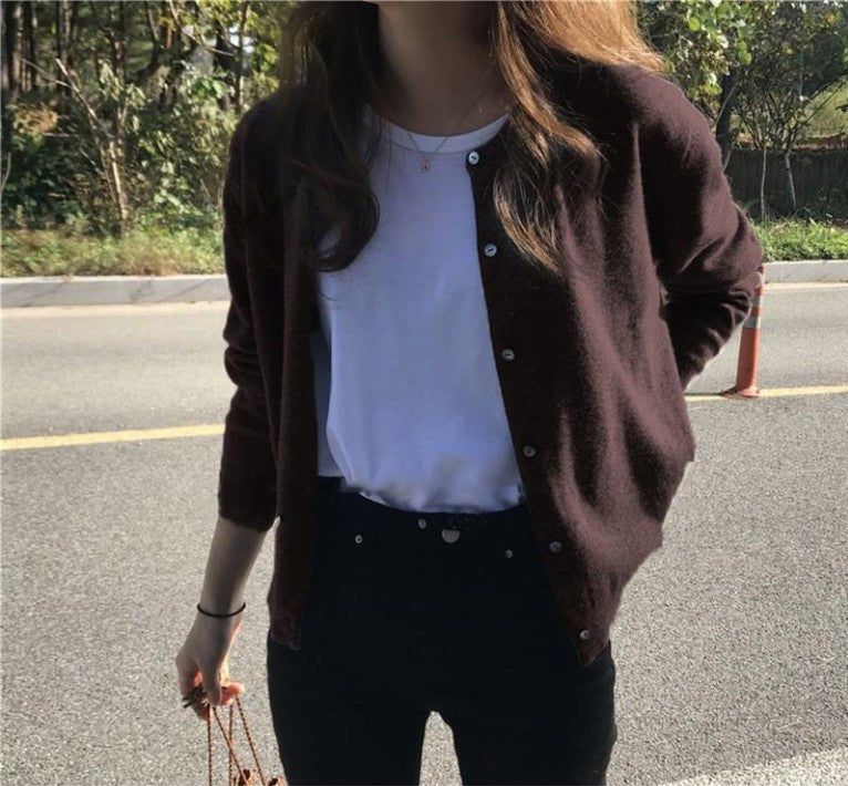 Ladies cardigan with fine texture and elegant button details Lune London