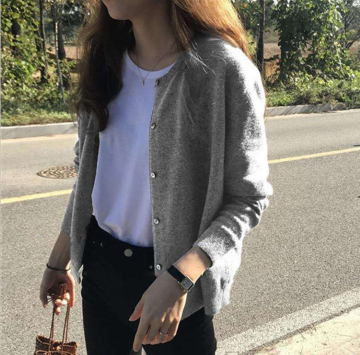 Ladies cardigan with fine texture and elegant button details Lune London