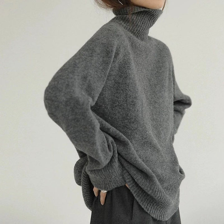 Oversized turtleneck sweater for women in soft material Lune London
