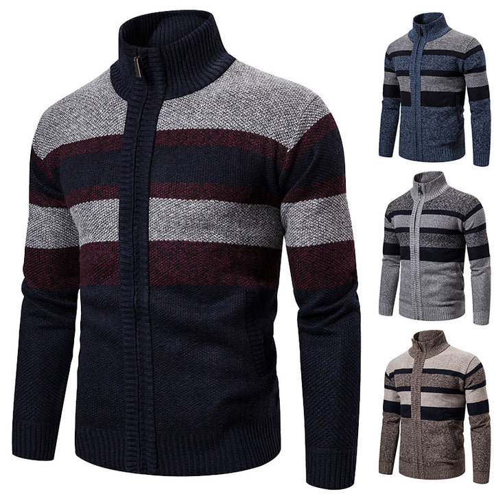 Men's knit jacket with modern high collar Lune London