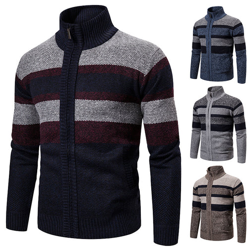Men's knit jacket with modern high collar Lune London