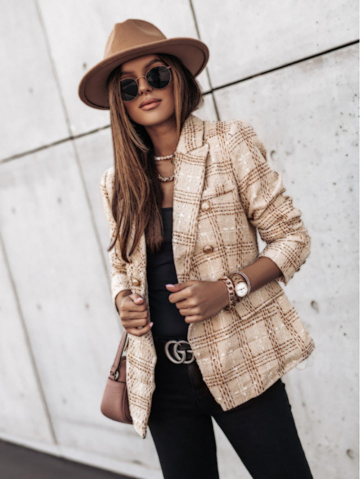 Elegant checked blazer jacket for women Lune London