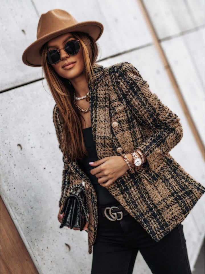 Elegant checked blazer jacket for women Lune London