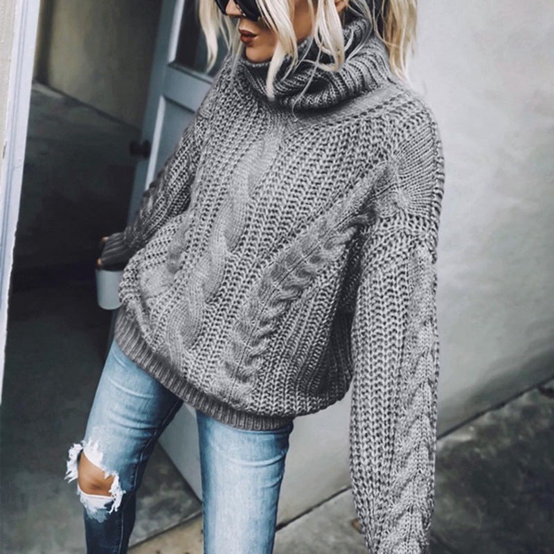 Lune London Women's Knit Sweater with High Collar