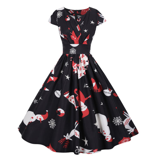 Robe swing pour femmes avec motif festif et jupe évasée Chic & Stil
