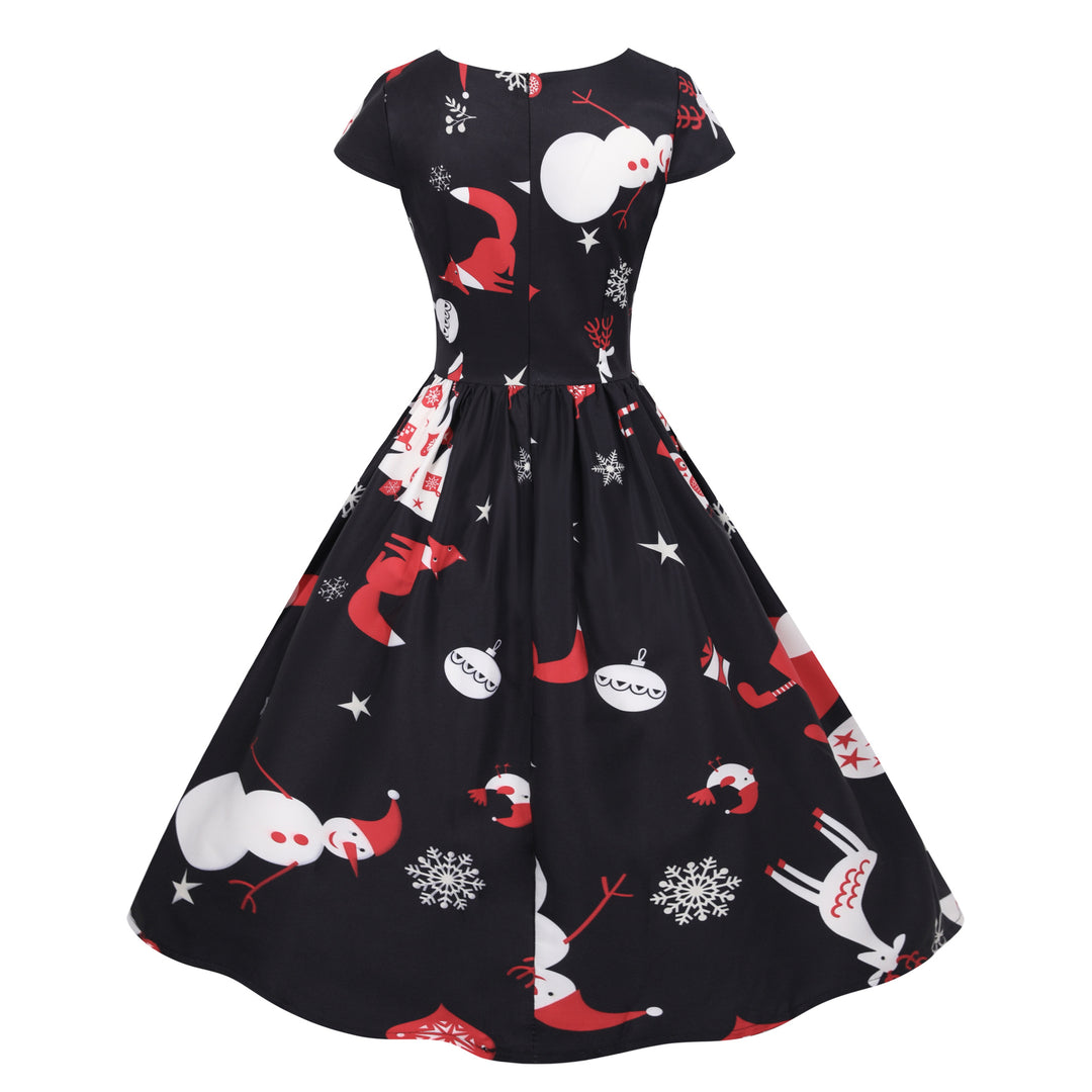 Robe swing pour femmes avec motif festif et jupe évasée Chic & Stil