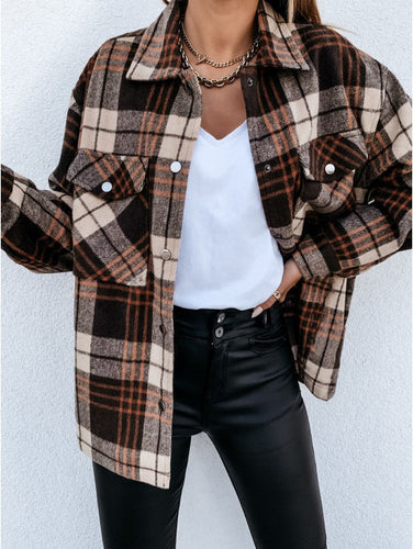 Lune London | Shirt jacket - Plus size - Flannel texture - Checked - Button closure - Loose layering