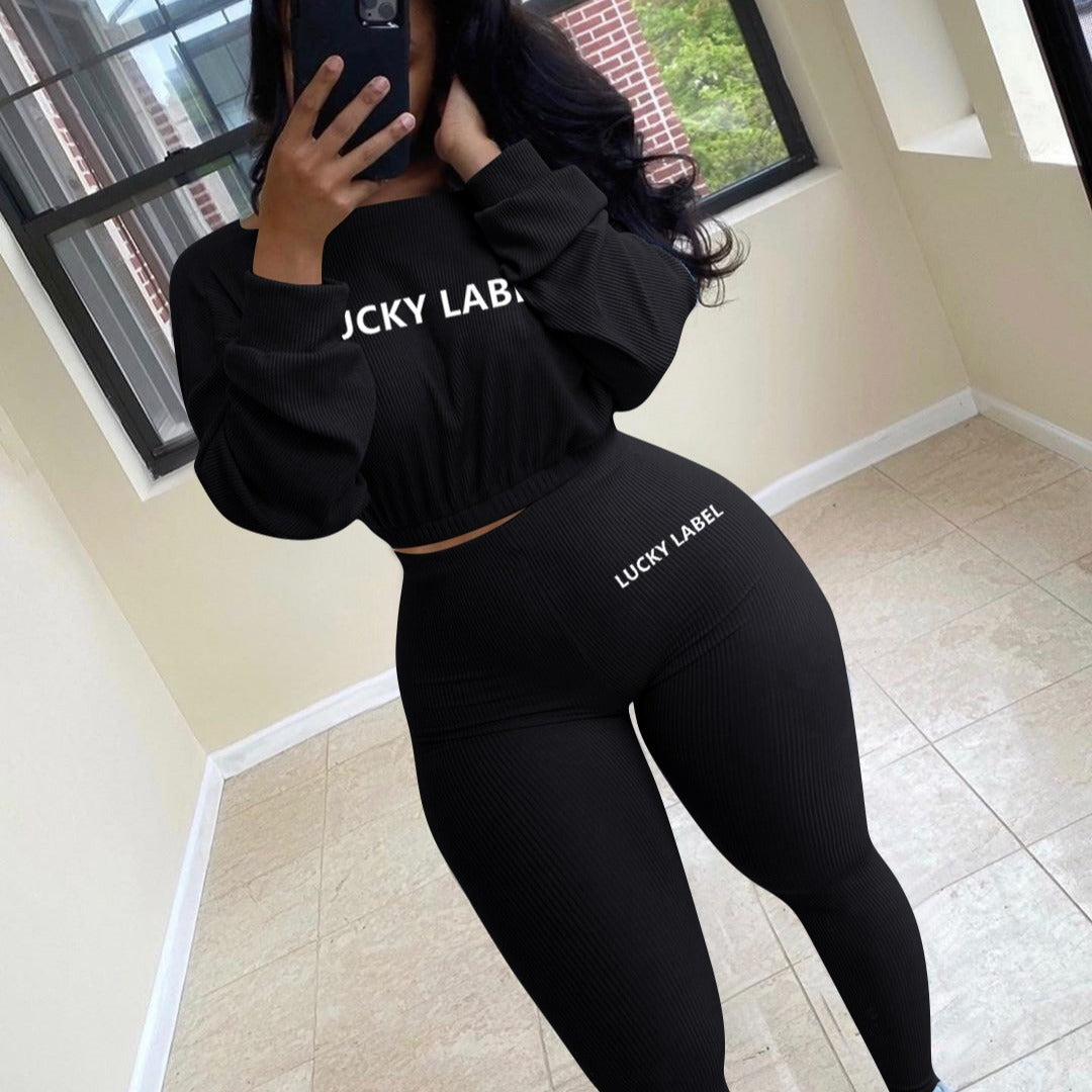 Ladies Sporty, fitted set with casual sweatshirt and Lune London leggings