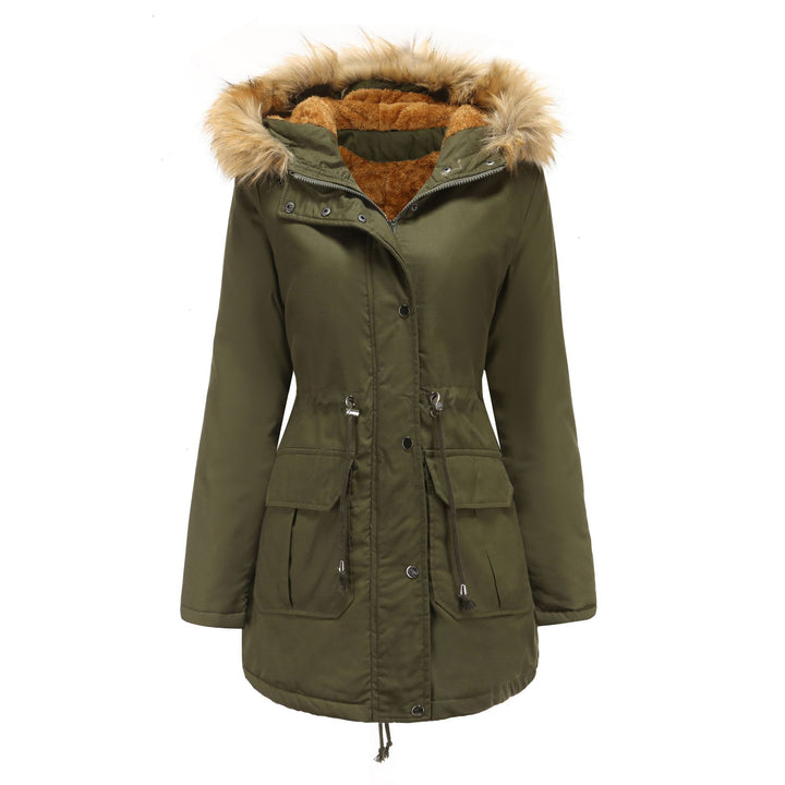 Ladies warm outdoor parka with removable hood and luxurious faux fur Lune London