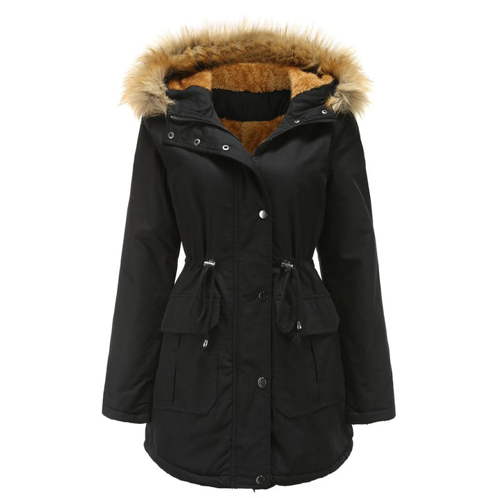 Ladies warm outdoor parka with removable hood and luxurious faux fur Lune London