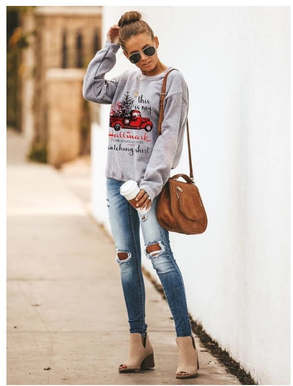 Sweatshirt pour femmes avec motif festif et coupe décontractée Chic & Stil