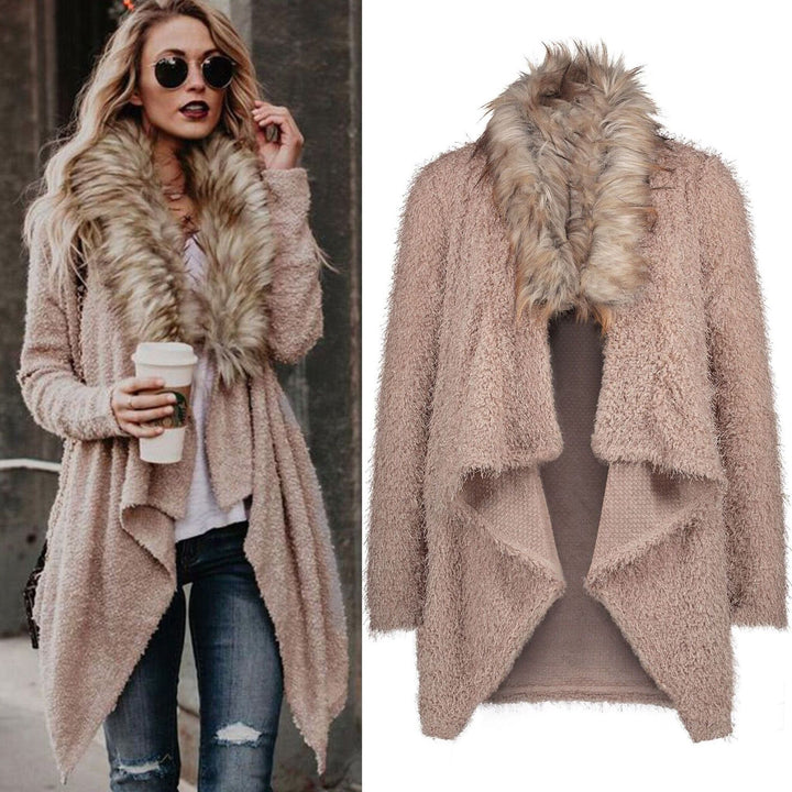Ladies elegant winter coat with faux fur collar Lune London