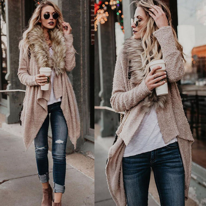 Ladies elegant winter coat with faux fur collar Lune London