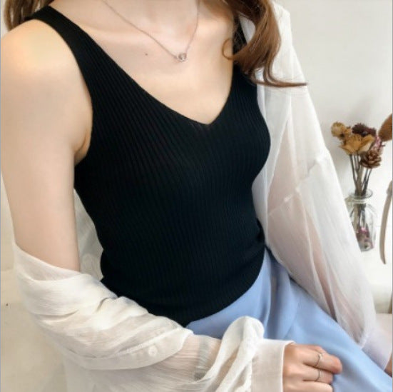 Ladies Rib V-Neck Top Lune London