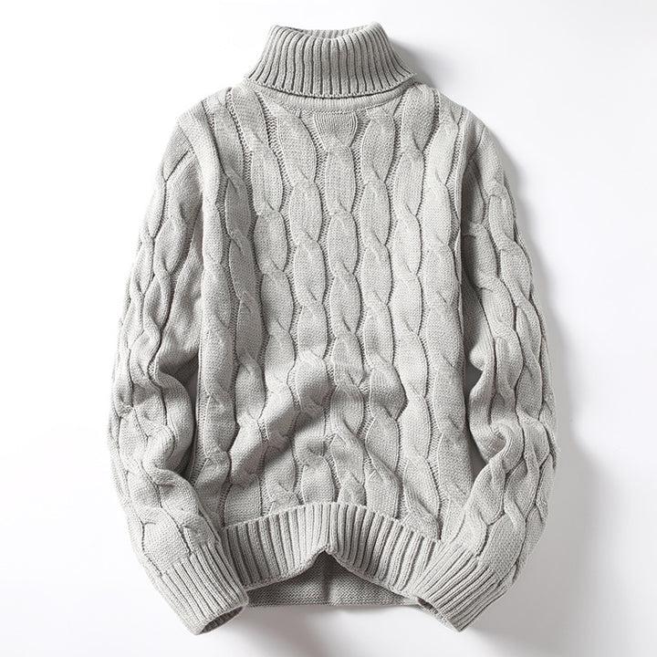 Men's knitted sweater with turtleneck and cable pattern Lune London