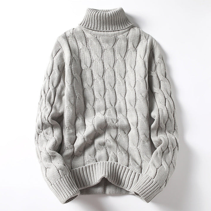 Men's Knit Sweater with Turtleneck and Cable Pattern Lune London