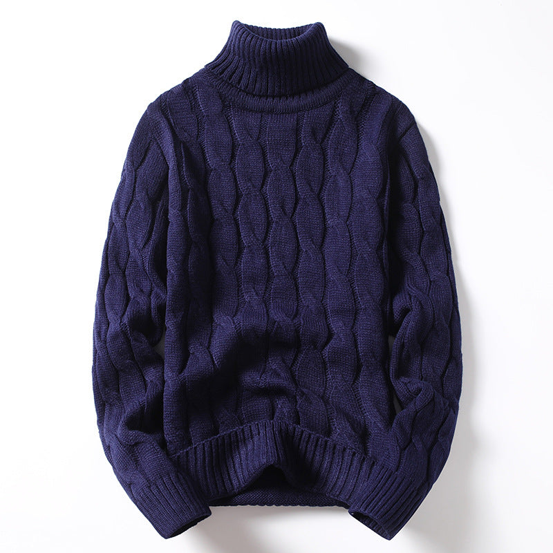 Men's knitted sweater with turtleneck and cable pattern Lune London