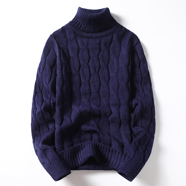 Men's knitted sweater with turtleneck and cable pattern Lune London
