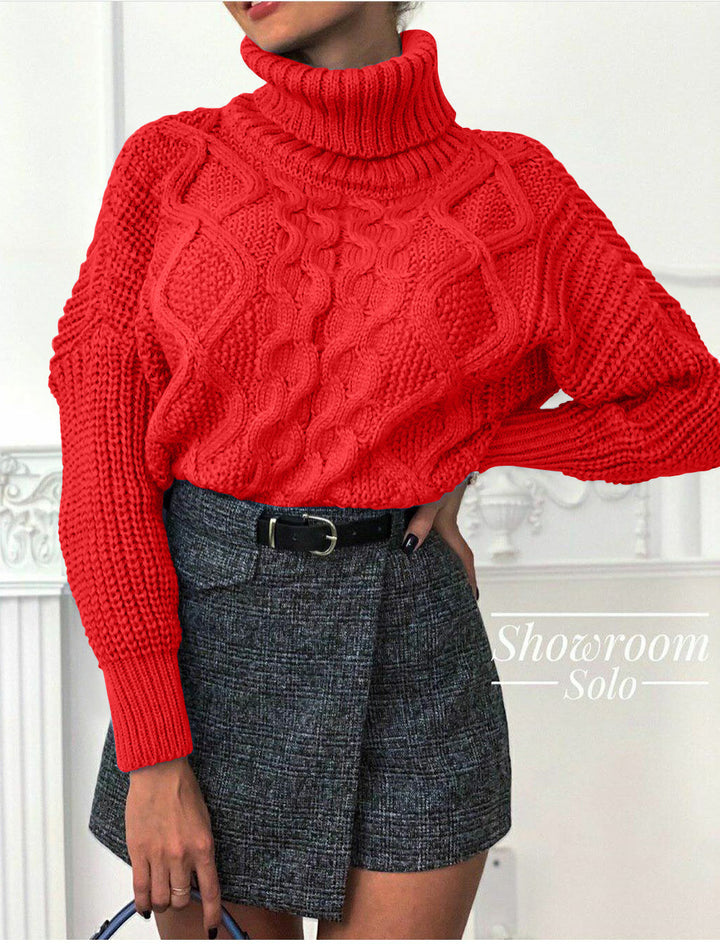 Knit sweater for women with high collar Lune London