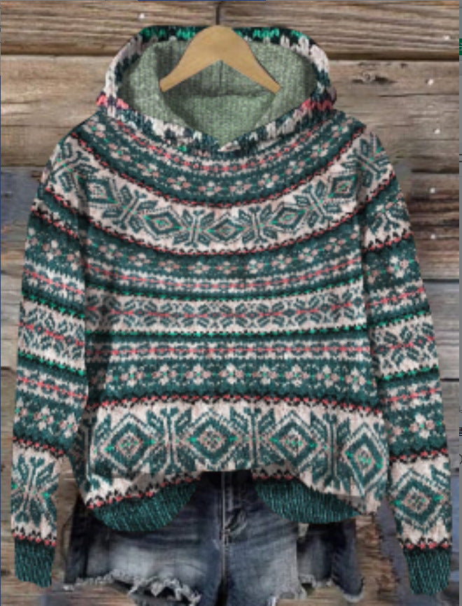 Lune London | Women's knitted hoodie with Norwegian pattern and hood