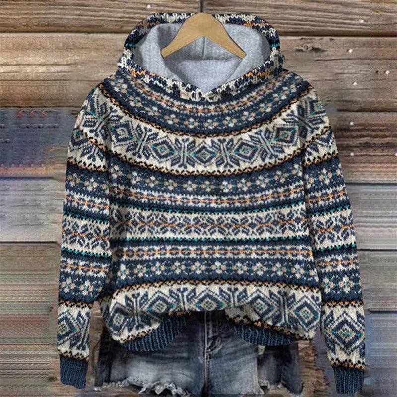 Lune London | Women's knitted hoodie with Norwegian pattern and hood
