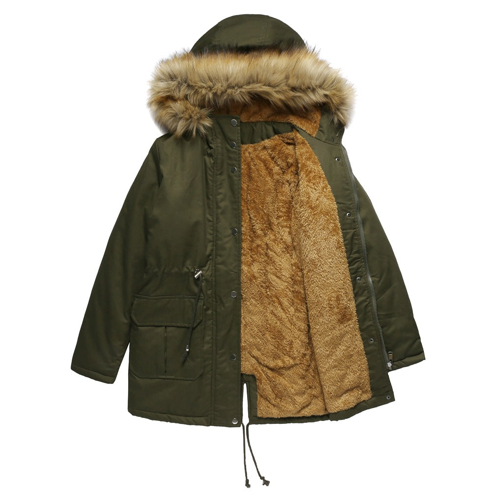 Ladies warm outdoor parka with removable hood and luxurious faux fur Lune London