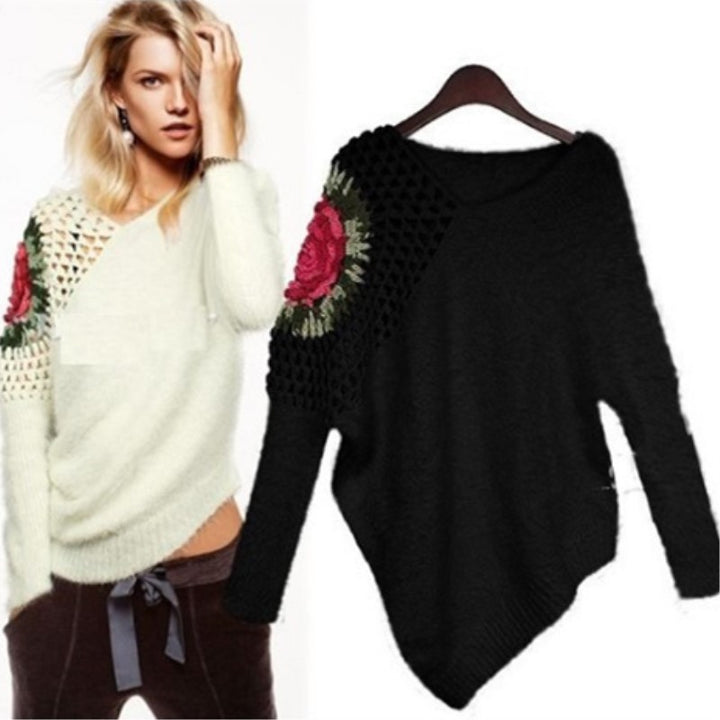 Women's knit sweater with floral accents Lune London