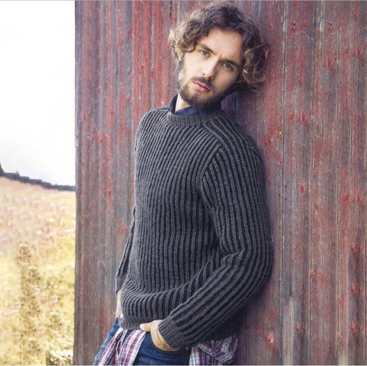 Knitted ribbed pullover for men with round neck and casual fit Lune London