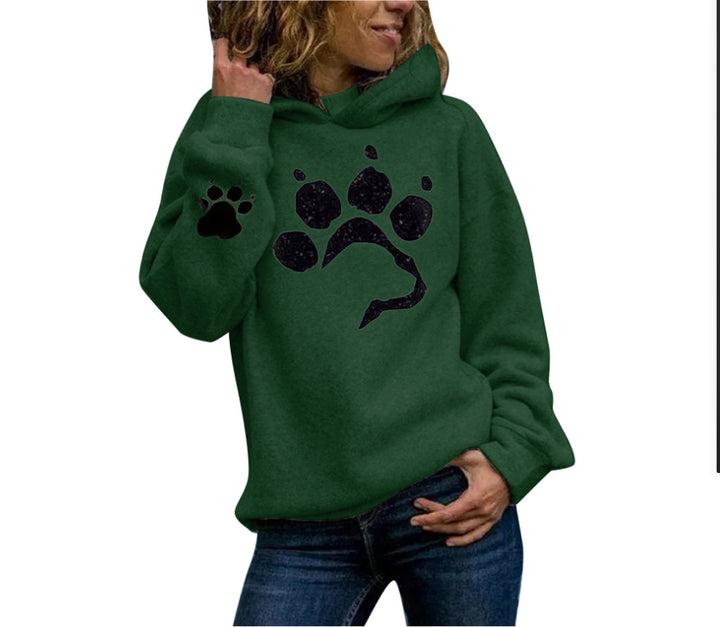 Pullover à capuche pour femmes avec motif de pattes d'animal et coupe confortable Lune London