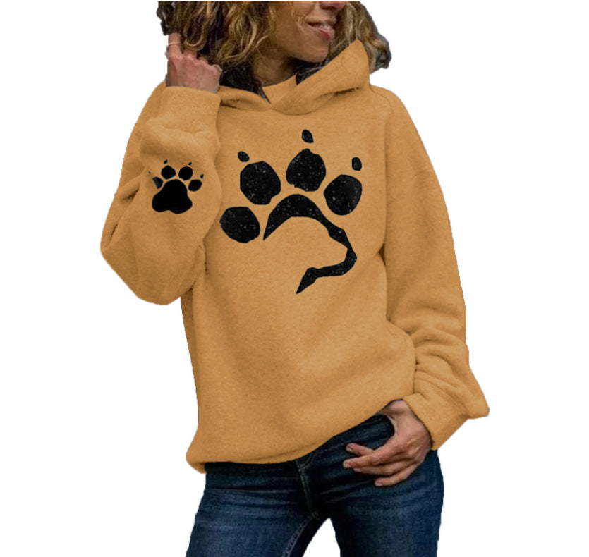 Pullover à capuche pour femmes avec motif de pattes d'animal et coupe confortable Lune London