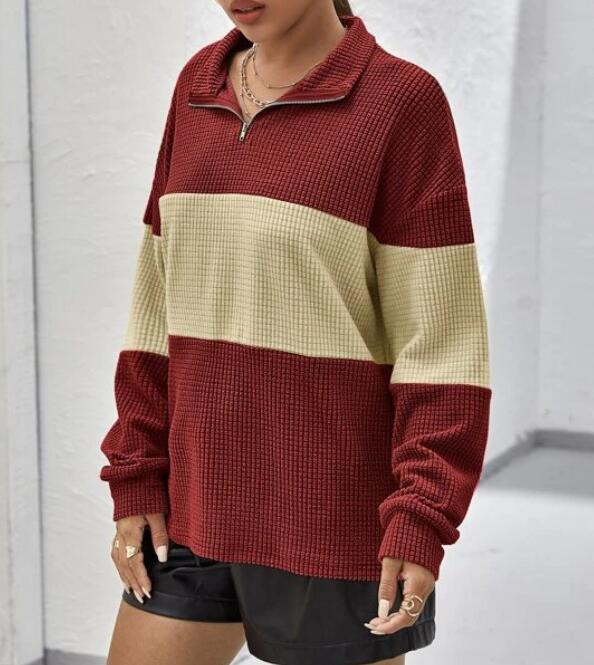 Sweat femme avec fermeture éclair et rayures en bloc Chic & Stil