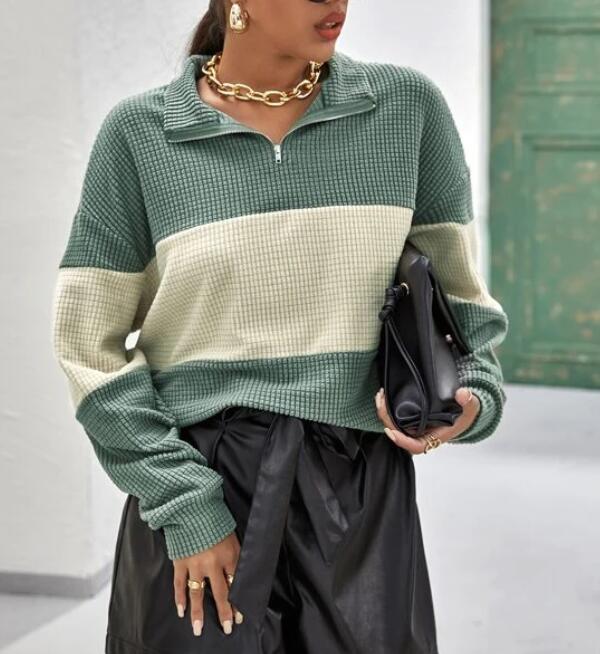Sweat femme avec fermeture éclair et rayures en bloc Chic & Stil