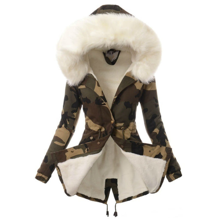 Lune London fashionable women's transitional coat with removable faux fur collar
