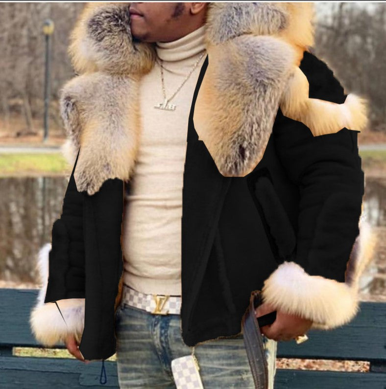Trendy and warm leather jacket for men with faux fur Lune London