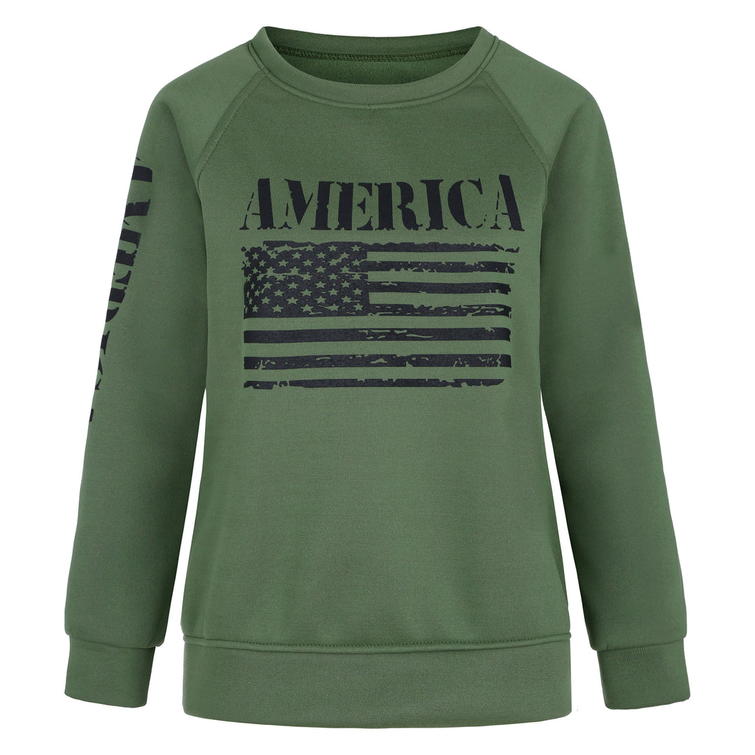 Sweat-shirt femme avec imprimé décontracté drapeau américain Chic & Stil