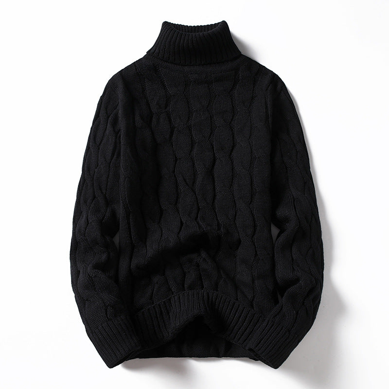 Men's knitted sweater with turtleneck and cable pattern Lune London