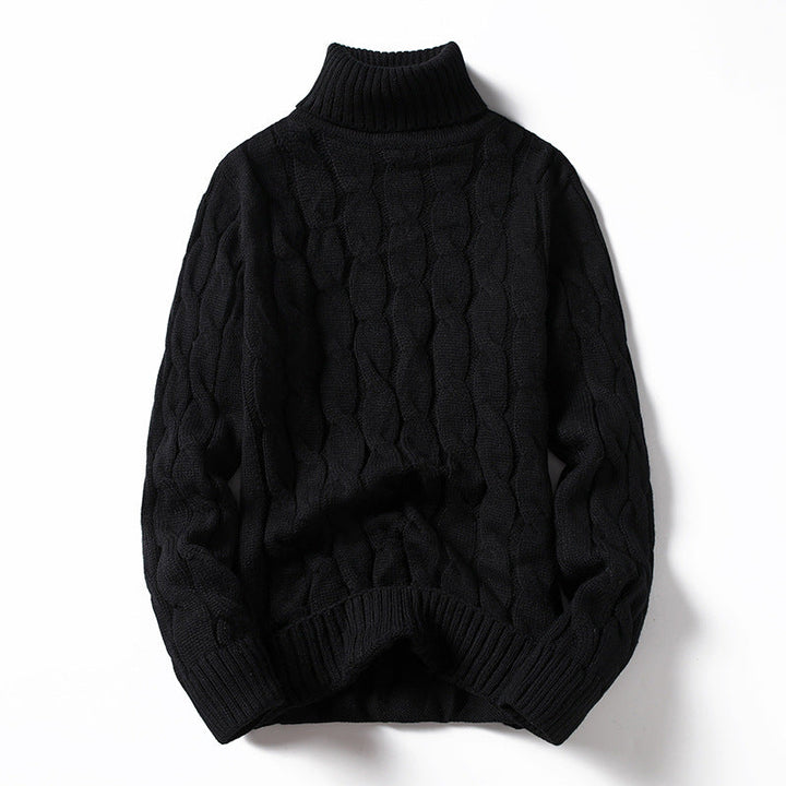 Men's Knit Sweater with Turtleneck and Cable Pattern Lune London