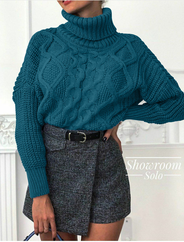 Knit sweater for women with high collar Lune London