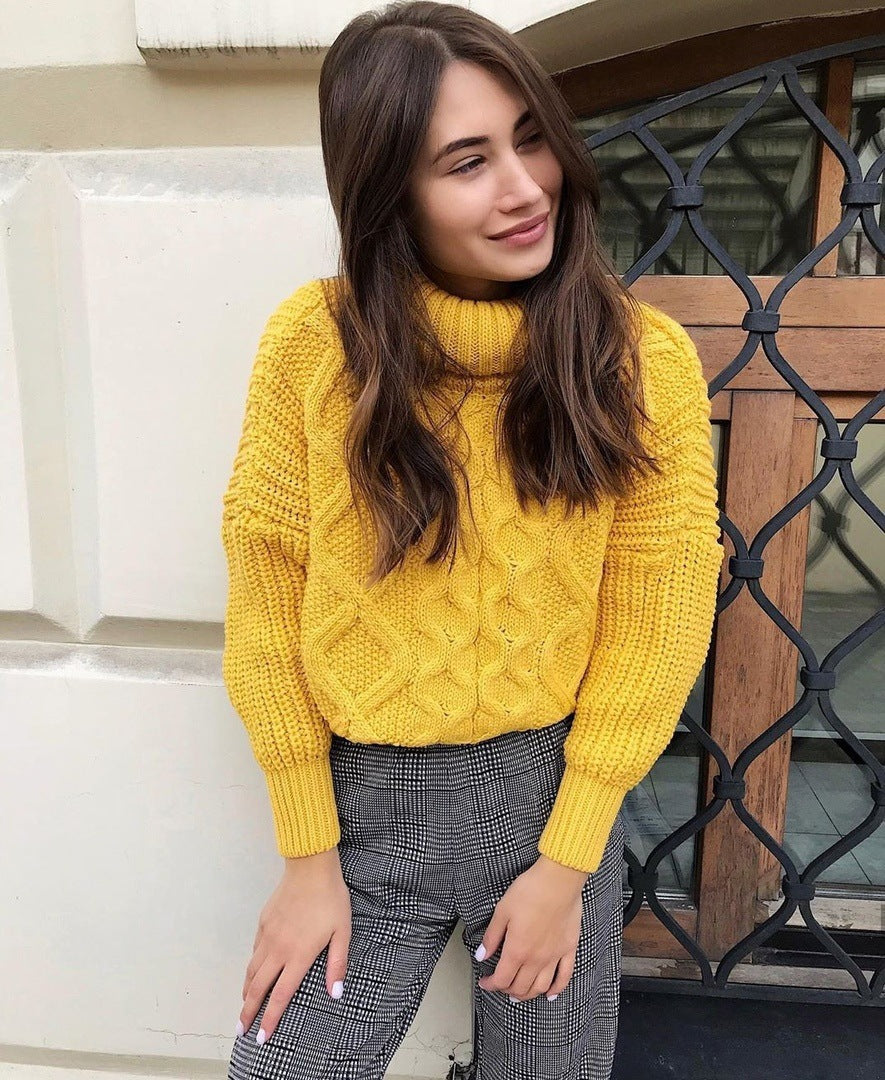 Knit sweater for women with high collar Lune London