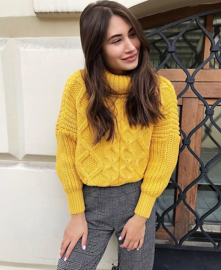 Knit sweater for women with high collar Lune London